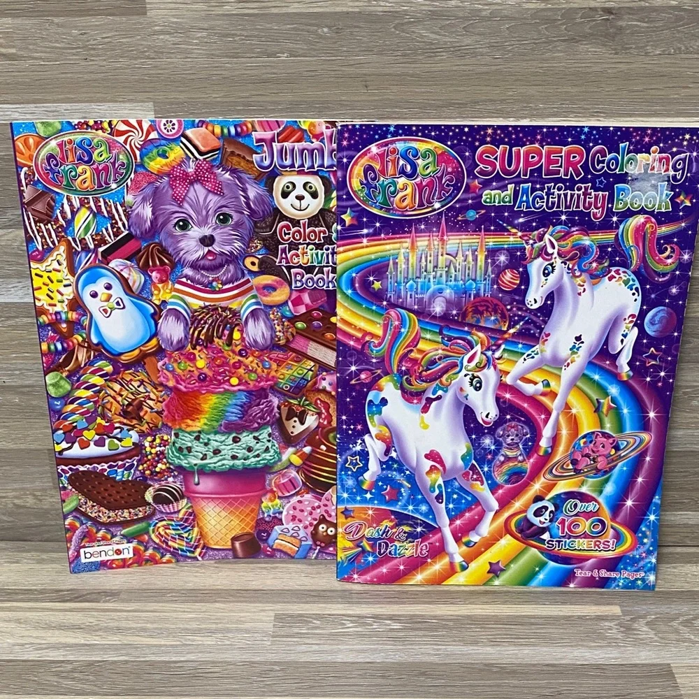Lisa Frank stickers Colorful Puppy and Unicorn Activity Books